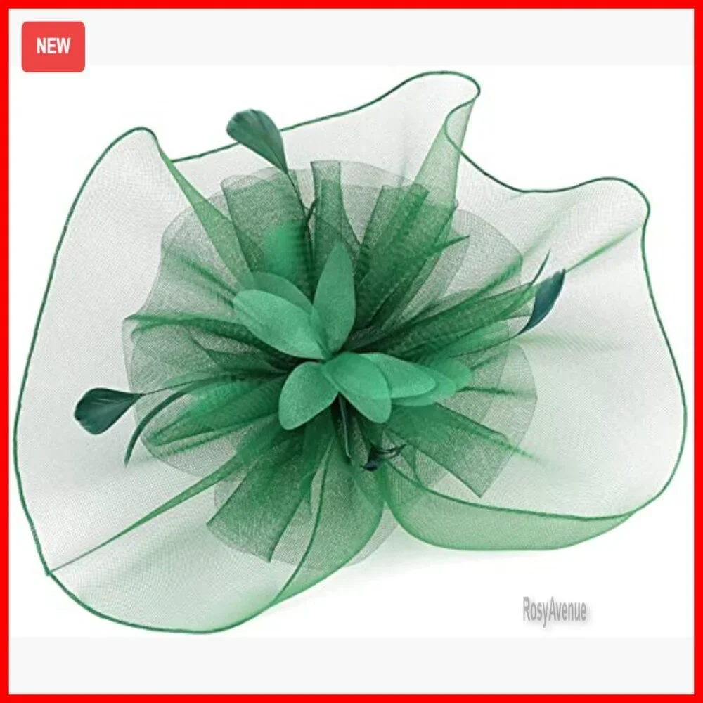Sinamay Derby Hat with Feather Floral Clip for Wedding Tea Party